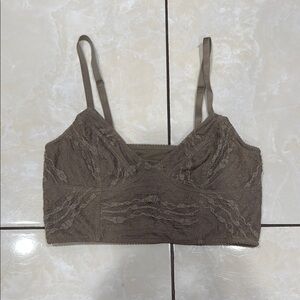 Lace Bralette in Brown/Green